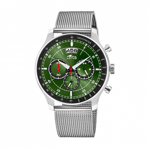 Lotus Men's Green Chrono Stainless Steel Watch Bracelet 